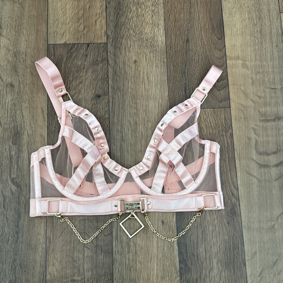 Honey Birdette Indria Soft Peach Bra Size 32F (32DDD) Discontinued Sexy Bondage - Picture 6 of 11